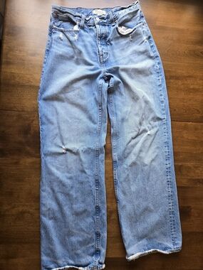 Madewell Relaxed Straight Leg Jeans Womens 26 Light Wash Distressed Denim